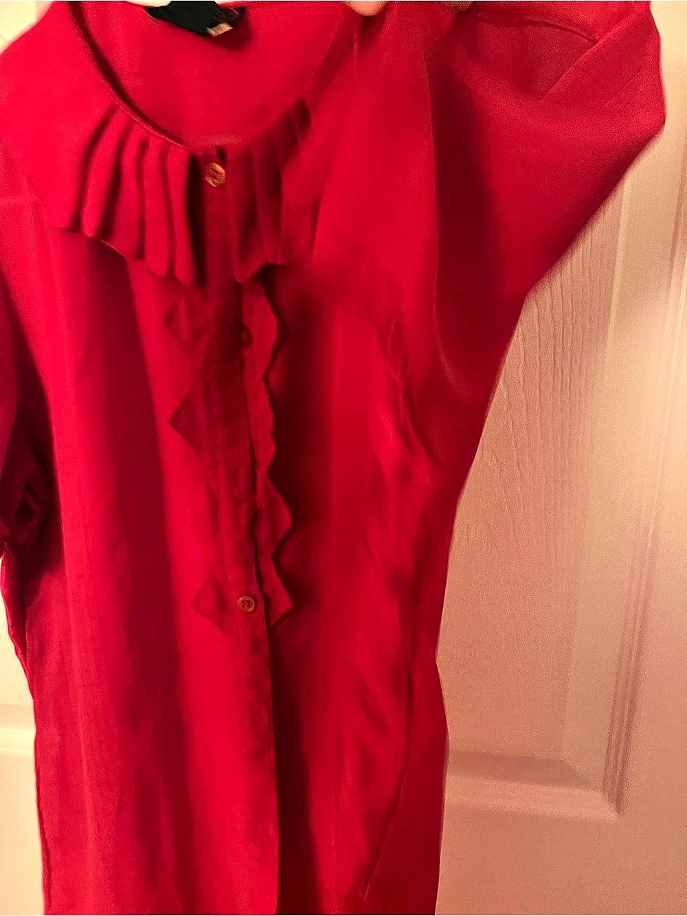 Canell Red Ruffle Collar Blouse - Picture 7 of 7